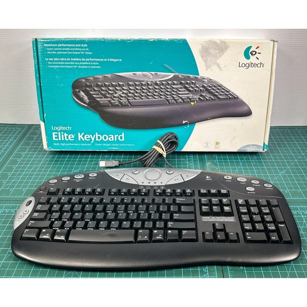 Logitech Elite Keyboard Y-BE22 Wired USB Multimedia Black Silver with Box